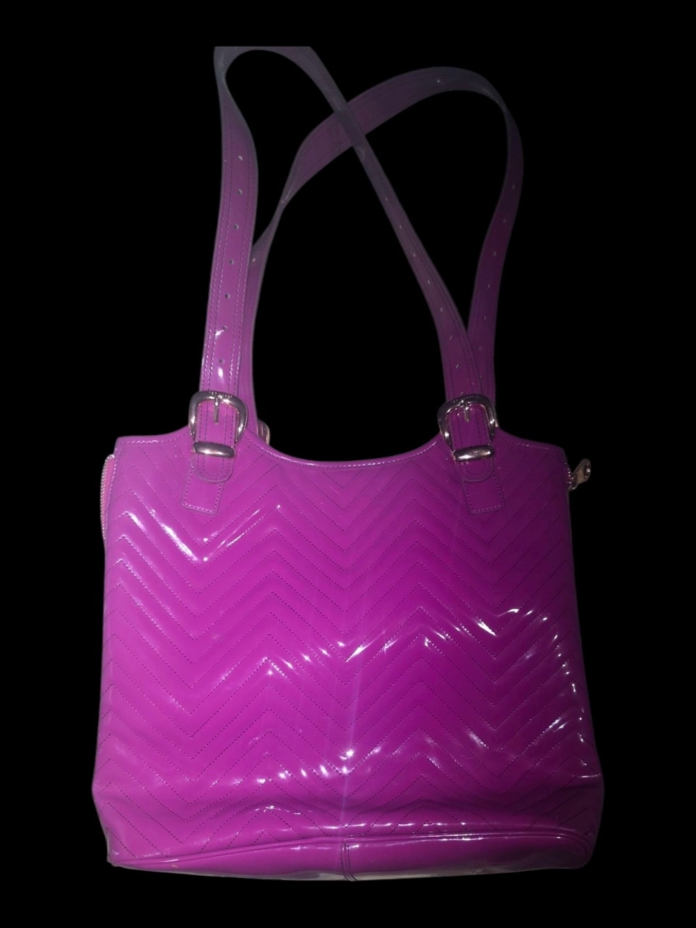 Ted Baker Patent Chevron Tote Bag in Bright Pink